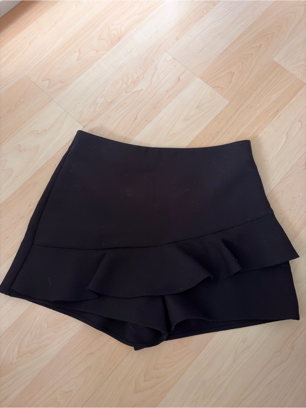 Zara Black Asymmetrical Ruffle Skort
